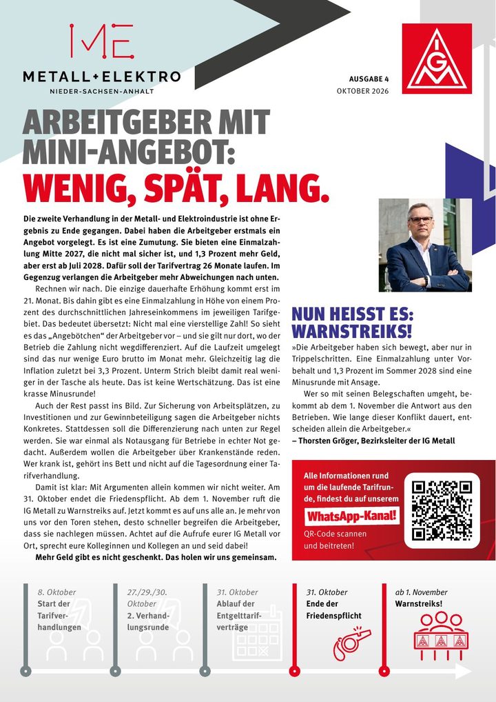 Cover des Flugblatts: Ab 1. November Warnstreiks — Weil wir zählen